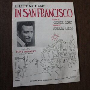 Tony Bennett I Left My Heart In San Francisco Sheet Music 1954 Vintage Piano Vox